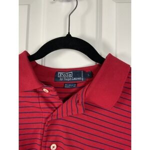 Polo By Ralph Lauren Men's Golf Shirt, Size Lg, Red And Blue Stripped, Cotton